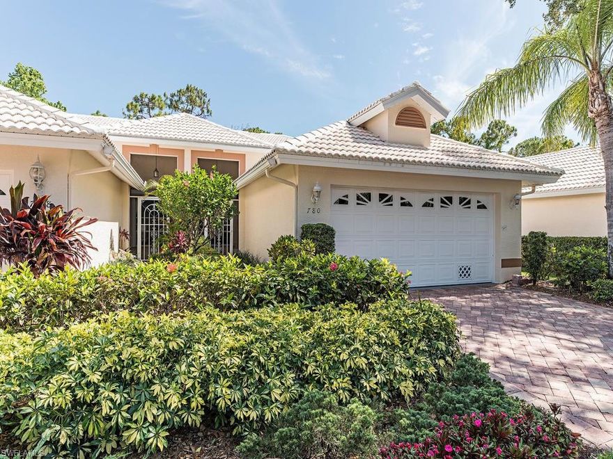 V.2674 - Just Reduced to $350,000! This wonderful Villa has two Bedrooms and a Den (with a closet), an open Living/Dining Room and an eat-in Kitchen. The attached two car garage provides additional room for storage and your toys.  Meticulously maintained, you could move right in and start enjoying your new home and Naples. This Villa has a transferable membership to the Tarpon Cove Yacht and Racquet Club, which provides hourly boat shuttles to the Gulf during the day (Wednesday through Sunday during the summer months), Tennis, a Fitness Center, a Clubhouse with Restaurant and a resort-like Pool.  Docks are also available for sale or lease.  Don't forget to ask about the reasonable HOA  fees.