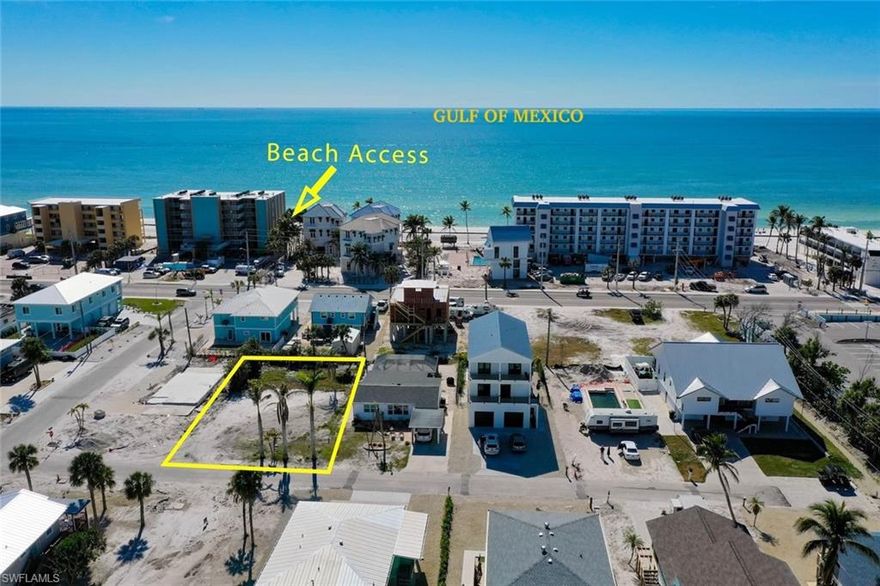 Have you ever dreamed about living steps away from a beautiful beach with morning walks and breathtaking sunsets? How about a short walk to the back bay with a full-service marina, shopping, and dining? This lot is your dream come true! It's located just steps away from the deeded beach access to the idyllic, soft white sandy beach on the Gulf! Less than a block away is the only Publix on the island, Snook Bight Marina, Junkanoo Below Deck bar and restaurant, plus Fresh Catch Bistro, all on the back bay! On top of the great location, this lot's rear SW exposure is perfect for a built-in pool!
Ft Myers Beach is building back better than ever, and this is an excellent opportunity to own your piece of paradise! There are various building options, and builder introductions are available upon request. 
Come live your dreams!