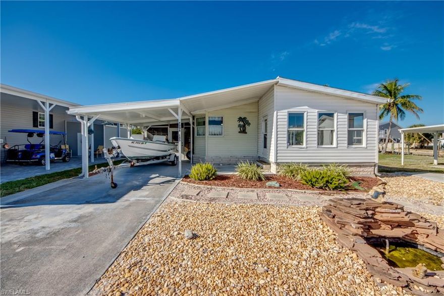 GULF ACCESS-no bridges. Charming 2 bedroom, 2 bath waterfront home located on a desirable saltwater canal with direct access to the Gulf and Bay. Enjoy the Florida lifestyle with boating, fishing and waterfront living right from your backyard. This property offers a rare peaceful water views from the canal at the back of the property or the Saltwater canal on the side and endless potential as a full-time residence, vacation home, or investment opportunity. Conveniently situated in a quiet neighborhood of Pine Island Cove, yet close to park amenities, or dining, and shopping. Community has heated saltwater pool and spa, dog run, fish cleaning station, picnic area with grill, storage for boats or RV. Lot of activities for everyone with pickleball, bocce ball and many clubs. It is only a few minutes out to some of the best fishing in SW Florida, or a trip over to Cayo Costa to the beach for shelling. The home next door 7316 Cobiac is for sale would be convivence for family. The HOA is only $160 a month and your own the home & land.