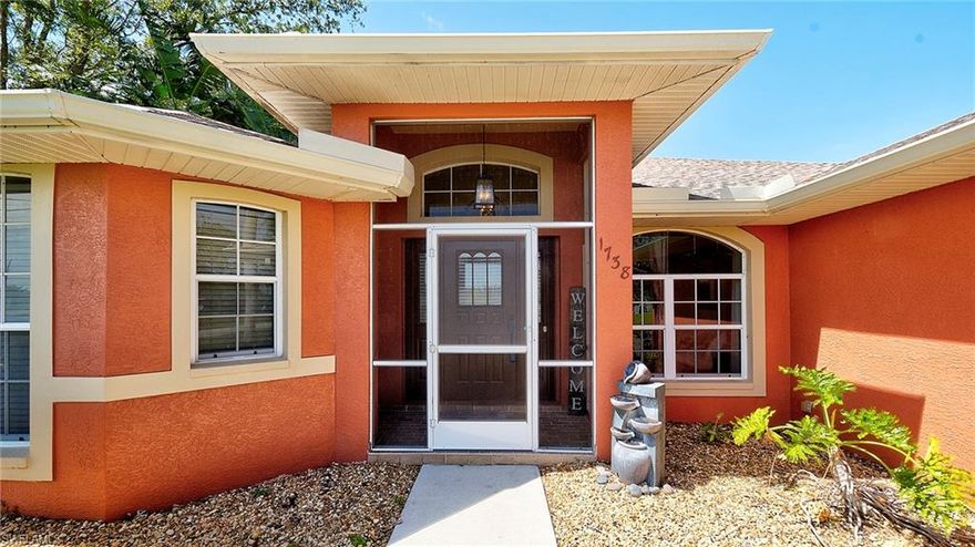 Looking for the perfect golfing home? Well, look no further! This home backs up to the #14 tee of the Coral Oaks golf course. Coral Oaks Golf Course is an 18-hole, Arthur Hills designed, championship course built within a century old oak hammock. The course boasts large TifEagle greens, contoured fairways, and rich natural surroundings. This gorgeous home is all the entertainer of the house could need & more! Ample space and storage, stainless appliances, beautiful and unique cabinetry, backsplash and composite countertops, with a beautiful view of the pool, lake, and golf course as you entertain. You will love the size of the master suite bathroom featuring crown molding. Beautiful spacious open floor plan home in desirable Cape Coral. Enjoy the wonderful South West Florida weather from your beautiful lanai, which showcases a built-in pool and spa. This home has a master suite with luxuries such as dual vanities, separate shower, and a large soaking tub. Master bedroom boasts a large walk-in closet and tray ceiling. Come take your private tour of this exclusive property today. New Roof (2022) - Air Conditioner (2019)