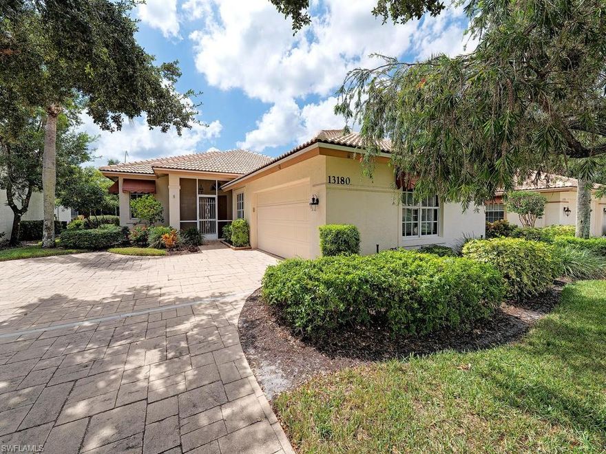 H.15023 - New roof, 3 bedroom villa detached single family with stunning southern exposure lake and golf course views.  Turnkey furnished for $319,000.  Golf included in this amazing value, resort bundled golf community, renewed golf course, stunning community amenity center with super gorgeous bar, chic inside-outside dining, pool, fitness, tennis, pickelball, bocce and more. 24 hour manned guard gate, located adjacent to Quail West with Publix across the street.  Selecting Worthington presents you with amazing views, gorgeous golf course at agreeable pricing. This home allows you an enormous outside living area and a large island kitchen overlooking living area. This floor plan has both an open feeling and a split bedroom for privacy for guests.  The 3rd bedroom has a murphy bed, separate patio and is currently being used as a den. The master suite is at the rear of home looking out to splendid views and has a door going out to lanai patio. Master bathroom with walk-in closet, dual sink on large vanity and separate shower and bathtub.  See photo showing the spacious covered side of patio space where you can have sitting area or outside dining. (Roof 1 year old, AC 3 years old).