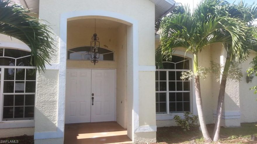 Come see this beautiful 3 bedroom 2 bathroom home plus den in NW Cape Coral. This home has gorgeous high ceilings and plenty of room for a growing family. Nice open floor plan features a breakfast nook, spacious kitchen, formal dining room and large family room. Master suite has walk in closet, soaking tub, double vanity and walk in shower. You even get a partial canal view from your backyard.