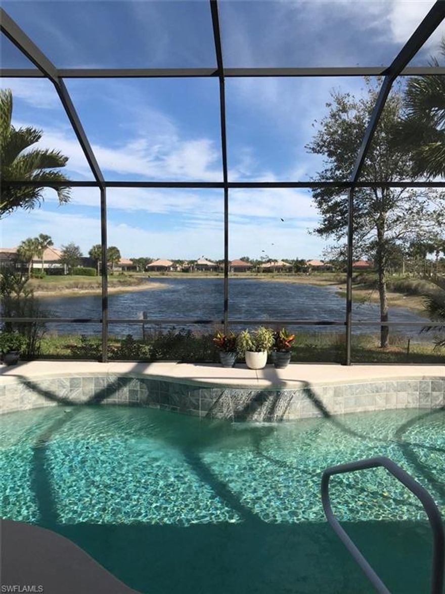 Most beautiful lake view on an over sized lot. This 2 Bedroom+den and 2 bath Centex Home has lots of upgrades with an open floor plan kitchen, living and dining area all have the expansive lake view. As you walk into the home you notice the high ceilings, 8" crown and tile on the diagonal throughout entire main living areas. Kitchen has brown cabinets, stainless steel appliances, granite counter tops, additional pantry cabinet built in, as well as fresh Benjamin Moore paint job throughout the entire home,including Lanai and pool deck. Spacious Master has crowned tray ceiling, 8 " crown, brand new laminate wood flooring, Hunter Douglas shades and also looks onto the gorgeous lake. The Master En-suite offers a separate Tub and Shower, double sinks and two spacious walk in closets. The den is very large and can be turned into a 3rd bedroom. As you walk into the home the spacious Second bedroom is located to the right, it has carpet and was recently painted. Across is the guest bathroom completely updated walk in shower with tile. List of updates available. Madison park is centrally located and just a short distance from 5th Ave, shopping, restaurants and beaches. Low HOA fees