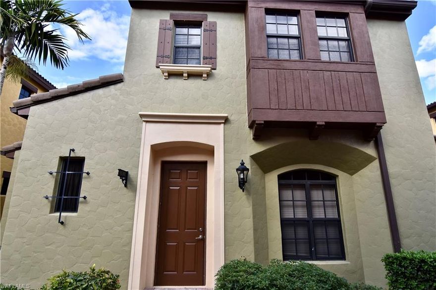 **UPDATED 4-23-19** Kitchen has been repainted and looks awesome! New bedroom set that conveys with the sale. If you looked at it before, you need to check it out again!
Let's talk about location! This Carmel Casita is Just steps from the Mediterranean style Village Center of Olé which features resort style and first class amenities including: The pub, bistro, fitness center, ice cream parlor, full size movie theater & library. It's also wi-fi friendly! Other amenities include hot tub, tennis, library, volleyball, bocce ball, basketball and now ...Pickleball!!! Centrally located, this community is almost equal distance to the beaches in Naples or Marco Island. 

This 2 bedroom Carmel unit is a detached villa located just a short walk to the stunning community pool and town center. On Ole's most popular street with 1531 sq.ft. and an attached 2 car garage. French door in the living room open to a quaint patio with landscaped area. The master bedroom/bath offers both dual sinks and a separate tub and shower. Both the guest bedroom and master on the 2nd floor have en-suite baths.  Don't wait on this one! It's priced to sell ... It comes furnished too!