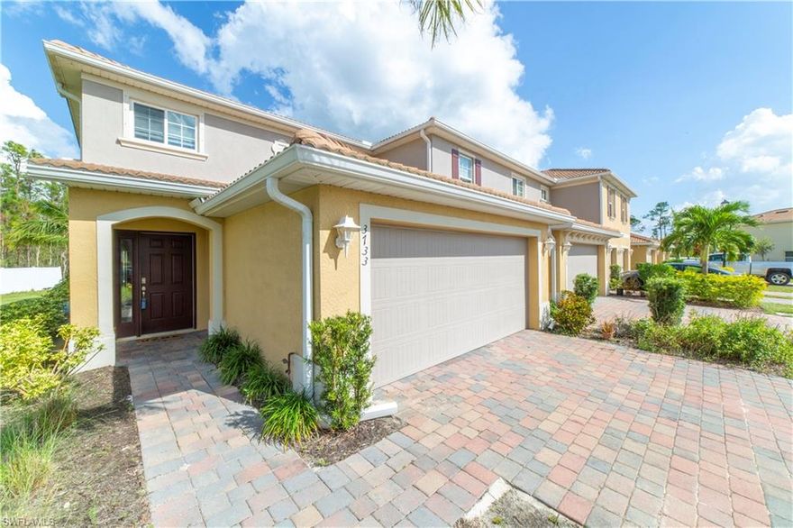 Welcome to the highly sought after 4 bedroom 3 full bath plan with a downstairs bedroom and full bath and a master upstairs with two walk in closets and a view of the back wooded area - very private over sized corner lot. A two car garage with extra space in the driveway. Seller is leaving the wall mounted 2 new TVs.  This home has 42 inch cabinets, granite countertops, and stainless steel appliances. Centrally located with easy access to the Twins stadium, dining, shopping,RSW, hospitals etc. Enjoy a maintenance free living sitting by the community pool. Basket Ball court and jogging trail