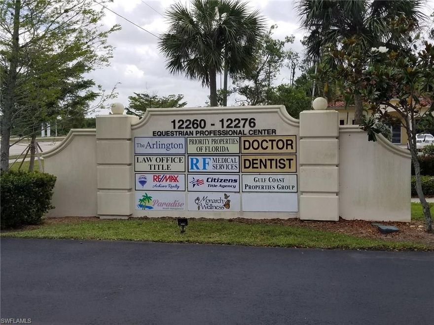 Amazing location in a rapidly growing area of East Naples. So much building going on in the vicinity of this property and office space will be in demand very soon. This unit is divided in to two office spaces, both of which are occupied currently. It would be a perfect fit for someone that wants to operate out of one space and rent the other to pay bills. Located directly across from the entry to Lely resort, and just a short distance from the Hwy 951 intersection.