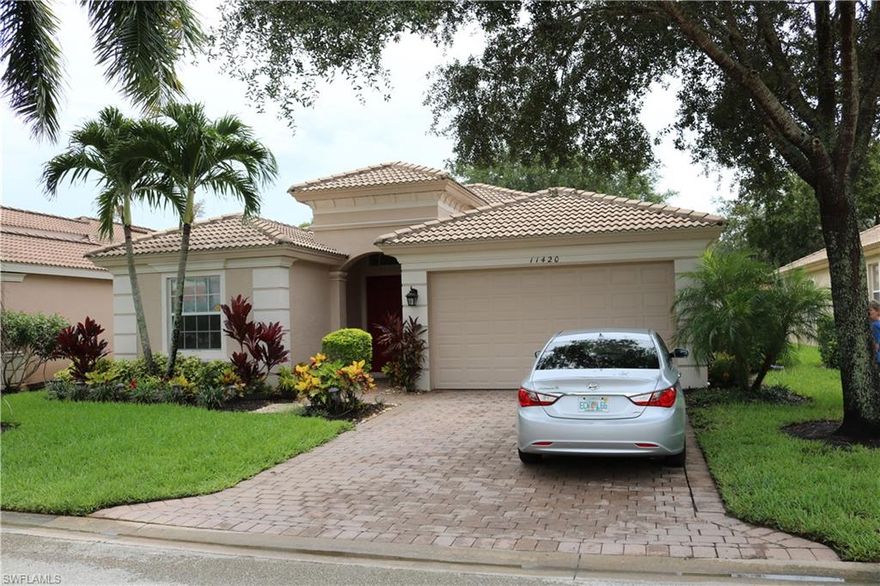 Casa del Lago is a beautiful community, located on between Colonial Blvd. and Daniels Pkwy. on the Six Mile Cypress corridor. This well maintained community includes lawn care and irrigation, with a great pool, clubhouse, work out room, basketball and tennis courts.  This 3 bedroom 2 bathroom home has been meticulously maintained and is ready for you.  Quartz counter tops and Stainless appliances in the Kitchen with cabinetry to the ceiling, with a great coffee nook just ready for your morning brew.  Beautiful tile in all common areas. Calming soaker tub with dual vanities and His and Her closets in the master area. Crown molding throughout the home. Flex area that can be used for an office, eating area or playroom. A large screened lanai for morning coffee or evening meals. No CDD or City tax.