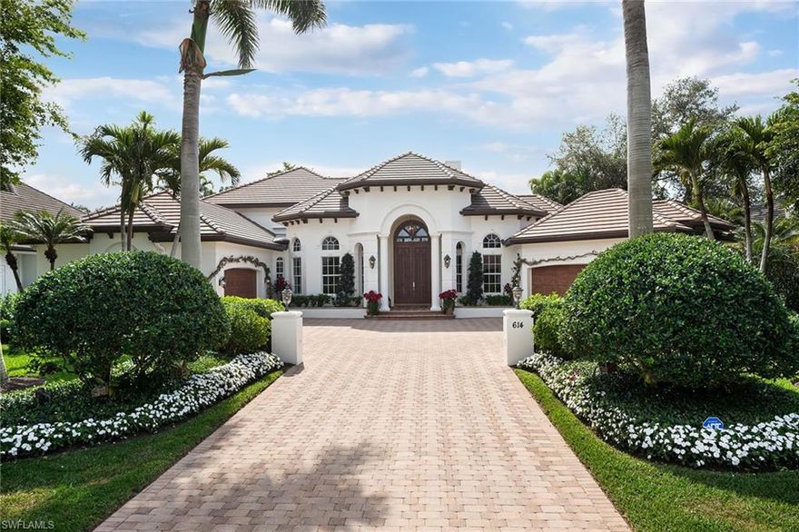 Located in The Moorings on an oversized lot, this exceptional Mediterranean-style residence captures desirable southern exposure and abundant natural light. The spacious two-story floor plan offers a first-floor primary suite and a private guest room, creating ideal comfort and convenience. At the heart of the home, the expansive kitchen seamlessly connects to the family room and a bar area—perfect for entertaining. A rare four-car garage with room for lifts makes this property a dream for car enthusiasts. Easy access to all things Naples, including Moorings Resident Beach, this home embodies the best of Naples living.
