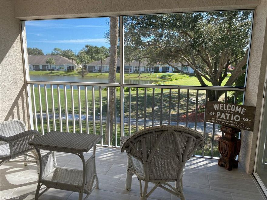 This rental is available for season starting December 2026 through May 2027 for $4200/month + 11.5% tax. This spacious and beautifully furnished end-unit condo in the highly desirable community of Country Creek. With two bedrooms and a den, this home offers the perfect blend of comfort, privacy, and resort-style living. Abundant natural light fills the space, highlighting the updated tile flooring and the modern kitchen featuring black granite countertops. The condo is fully furnished and turnkey — just bring your suitcase! Rent includes all utilities, internet, and basic cable for a truly hassle-free stay. Relax on the screened-in lanai while enjoying sweeping views of the golf course and its serene surroundings.Golf lovers will appreciate that play is available for only $32 per round, including a golf cart. The split-bedroom layout provides privacy for both you and your guests, while the den with pocket doors and a pullout couch offers extra sleeping space or a quiet retreat. Country Creek is a vibrant, resort-style community offering bundled golf, numerous social clubs, with a clubhouse, restaurant and bar, and an in-house chef serving delicious meals at reasonable prices. Additional amenities include tennis courts, bocce ball, a fitness center, and five community pools — including a near-Olympic-sized pool by the clubhouse. Ideally located, this home is just minutes from Coconut Point, Miromar Outlets, Gulf Coast Town Center, beautiful parks, and a wide variety of dining options. Southwest Florida International Airport and other key attractions are also nearby, making this the perfect seasonal getaway. Schedule your private showing today and discover all that Country Creek has to offer!