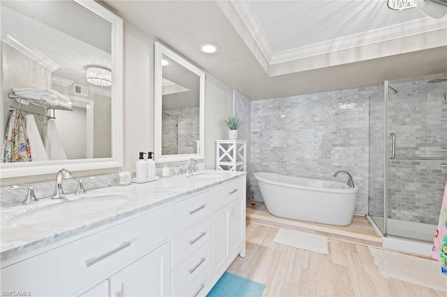 Season is here, and opportunities like this don’t last. Discover this first-floor condo tucked within one of Naples’ most private and peaceful communities. This is a rare find as seasonal demand ramps up. This 2-bedroom, 2-bath residence offers 1,488 sq ft of spacious designed living space, including both front and back patios, perfect for relaxed indoor-outdoor living.

The open layout features colored laminate flooring throughout and a spacious covered lanai, ideal for morning coffee or evening unwinding. The kitchen and bathrooms showcase custom vanities with quartz countertops, complemented by seamless glass shower doors. The primary suite is a true retreat with dual sinks, a soaking tub, and a separate walk-in shower.

Enjoy peace of mind with hurricane-impact windows throughout and a building that has never experienced flooding. A detached one-car garage offers generous storage, including a private attic, which is a valuable bonus rarely found in condominium living. 

Whether you’re seeking a seasonal escape or a year-round residence, this beautifully maintained community offers a private pool and an unbeatable location just minutes from the world-class dining, boutique shopping, and sugar-sand beaches of 5th Avenue South and 3rd Street South.