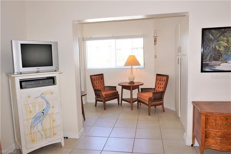 Affordable and move in ready condo in the heart of Port Charlotte! Close to medical facilities, grocery, restaurants and shops. Cute as can be with 1 bedroom and 1 bathroom. Nice kitchen with lots of storage and a Big open great room with dining and living space. The master bedroom is huge with a bright sitting room that has extra storage. This unit comes fully furnished so you can move right in. Tile flooring throughout for easy maintenance. Newer A/C and freshly painted interior. One assigned covered parking spot just steps to the entrance. This is a great investment for a vacation getaway. Spend your winters in sunny Florida at the Plaza View. This complex is very well maintained and managed. Enjoy the big community pool, exercise equipment, the library, common laundry, and lots of gathering places. 1 pet allowed up to 25 pounds, low HOA fees that include water and new fiber optics for your live streaming. Feel safe and secure with keyed entry and an interior entrance to your condo. Just 3 miles to Port Charlotte Beach Park with a public beach, a boat ramp, fishing pier, park and a pool. Don't rent anymore when you can afford to buy this adorable condo!