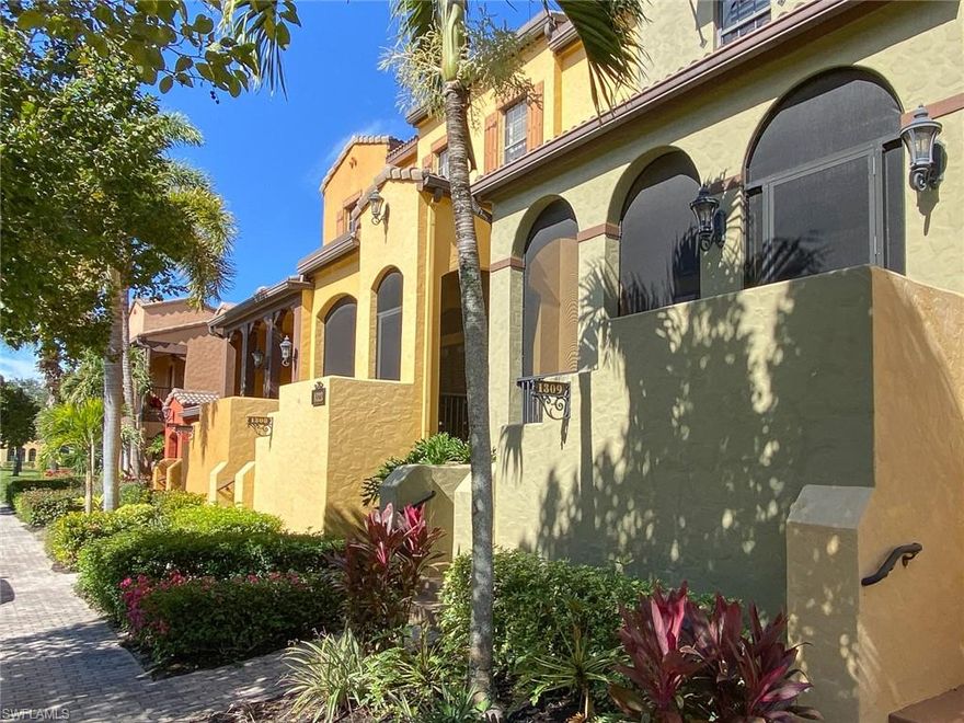 STUNNING Santa Monica split-level townhome on a QUAD in PASEO w/preferred full concrete block construction! Magazine quality 3/Bed 2 1/2 Bath home that basically got a complete makeover over the past 24 months. Including... new AC and handler, new travertine tile and carpet, new plantation shutters thru out, new crown and base molding, new white kitchen cabinets and granite kitchen countertops and backsplash, new stainless steel appliances and garbage disposal, new washer/dryer, new lighting and ceiling fans, new shower door, new faucets and shower heads in all bathrooms and new tub and tile in upstairs bath, new hot water tank, new garage door operator and epoxy floor, new screened in lanai and new paint. Being sold completely turnkey including all new furnishings... both inside and out! And desirable quad location means there's a semi-private pool in a beautiful tropical courtyard right out the back. HURRY... YOU WILL LOVE THIS HOME!