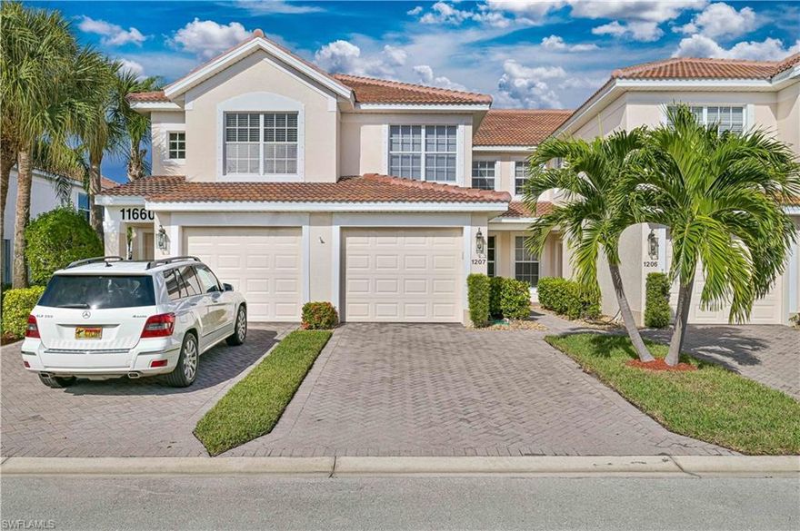 Take a look at this 1ST floor 2 bedroom 2 full bath plus den with attached garage and lake view in the gated community of Majestic Palms.  The location is only minutes (approximately 4 miles) to Sanibel Island and Fort Myers Beach and close to shopping, restaurants, RSW airport and much more.  The community has 2024 roofs and exterior painting.  Some interior updates include new countertops, upgraded ceiling and under cabinet lighting, 3 new ceiling fans (5 total) stainless appliances, new microwave.  There is also a coffee bar, 3 Tv's, a bunk bed in the den with a full-sized trundle bed, one coach folds out to a full-size bed for extra guest sleeping. There is also a valve under the sink so you can easily wash down the lanai.  The attached garage has a loft for additional storage, a grill, card table, beach chairs, and more.  Everything you need is included in this turnkey home so just bring yourselves and start enjoying all that sunny Southwest FL has to offer.