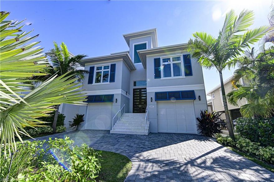 This new construction home features long & wide bay views w/quick & easy gulf access by boat in minutes. Located just a short walk from Bonita Beach it offers the best of beach & bay living & the peace of mind of owning a new construction home w/the newest building codes & 170mph rated windows & doors. This 5BR, 5.5 BA home offers appointments throughout such as wide plank flooring, custom selected millwork, solid 8’ doors, nickel gap accent walls & a beamed tongue & groove ceiling in the master BR. The kitchen offers a Wolf range, SubZero ref. custom cabinetry, & mitered edge counters. A large butler style panty provides countertop workspace & ample storage. The living room incl. a wet bar w/a built-in beverage ref. & wine chiller. The lanai overlooks the pool & stunning bay views & incld's a large built-in grill & gas fireplace. Every bedroom has spacious accommodations, & every room incl.'s a private bath w/custom cabinets, glass shower enclosures & decorator selected tile to the ceiling. The master bedroom offers long bay views & a luxury master bath w/soaking tub, large shower & his/her vanities. The home features a 4-car garage, large pool w/spa & a boat dock w/10,000lb lift.