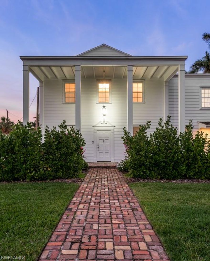Classic cottages that exude character and charm. Original heart pine floors were uncovered and refinished. Classic beach house design and decor. Newer A/C systems, and newer roof in 2010. In addition to the main home, this property contains two unique and rare guest houses which are separately rentable. One is a 2 bedroom, 2 bath guest cottage with single garage and a 1 bed studio apartment with kitchen and laundry above detached garage. Oversize yard areas with brilliant landscaping and room for pool create an estate like feel right in the sweet spot of Old Naples, a convenient walk to both 5th Avenue South and 3rd Street South shops and dining, and less than 2 blocks from our sugar sand beach. Underwent restoration and many upgrades in 2017 and may qualify for a Fema exemption.