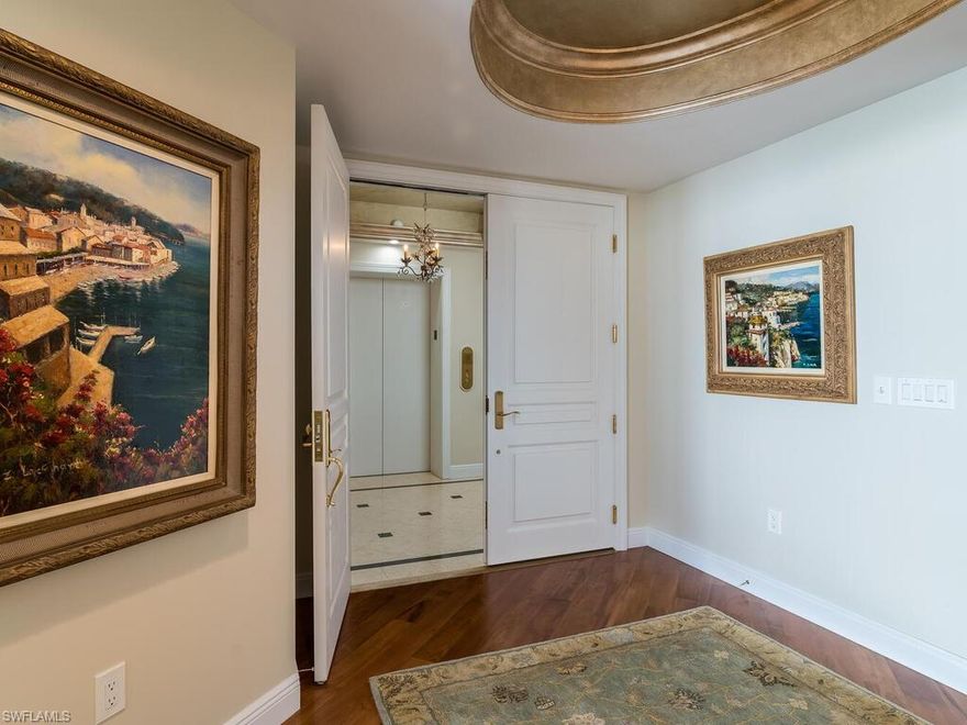 Embark on a serene escape with breathtaking views of the Gulf of Mexico and the 10,000 Islands. This elegantly adorned residence offers an open layout with beautiful wood flooring, custom built-ins, and a vast kitchen lined with panoramic seascapes. Indulge in a space designed for both celebrations and tranquil relaxation on the generous terrace, boasting southeastern to southwestern views that will captivate your senses. Equipped with a cozy fireplace and an elevator secured by an exclusive lock, this residence prides itself on privacy and elegance. Even the ambience of the den is complemented by impressive views. Lifestyle conveniences extend to having two parking spaces and a temperature-regulated personal storage unit. This opulent dwelling pampers residents with a resort style amenities: an expansive fitness center, a social room, an enthralling theater, and guest suites. Experience unparalleled living with convenient access to a secured beach gate, a sun-kissed pool and spa, tennis facilities, sunset-ready chairs, and an outdoor grill – all tailored for an illustrious beach front lifestyle.