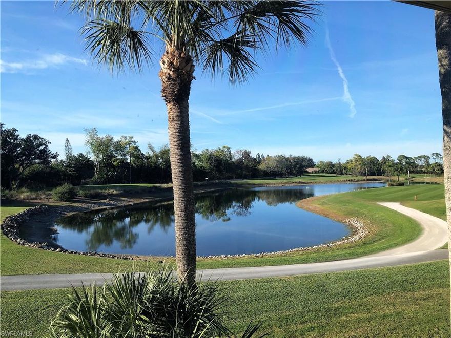 Priced to Sell!!!  Super clean and move-in condition.  This 2br/2ba "Turnkey" with great golf course and lake view comes complete with golf cart,  newer A/C, enclosed lanai for year 'round use and tile in wet areas.  Play golf on #1 course in Florida by Golf Advisor.  Best golf value in SW Florida!  Own your cart and pay no trail fees.  New clubhouse features pro shop, restaurant and fitness center.