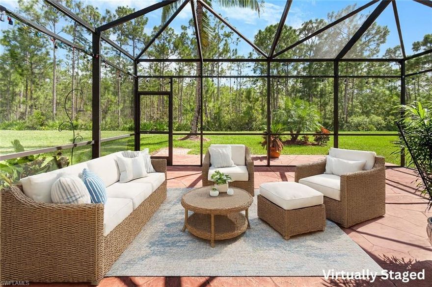 EXPANDED DRIVEWAY - EXTENDED LANAI - NEW EXTERIOR PAINT - NEW AC - NO CARPET - COMPLETE SOLAR SYSTEM POWERING THE ENTIRE HOME - HUGE YARD WITH SPACE FOR A POOL OR FENCE!!! Welcome to Reflection Isles, where comfort meets convenience in this beautiful one-story townhouse. This home stands out with a number of features rarely found, delivering efficiency, significant savings on energy costs and no power outages! Step outside to a large backyard offering plenty of space for a pool, play area, or a fence for added privacy—an uncommon luxury for townhouse living. The home also features fiber optic wiring already installed, you'll never have to worry about interruptions to your cable or Wi-Fi service, included in the HOA. The amenity center offers basketball and tennis courts, a community pool & spa, a clubhouse, fitness center, & tot lot. But perhaps the best part of this community is the social committee, which is always planning fun events for residents of all ages. With its prime location near shopping, I-75, & the airport, you'll have everything you need at your fingertips. Reflection Isles provides a lifestyle as exceptional as this home. Nestled in the environmentally-sensitive Six Mile Slough, you'll experience tucked-away privacy with modern conveniences just minutes away. Schedule your showing today and experience the best of Reflection Isles living!