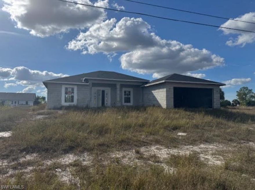 INVESTOR ALERT! Sqft is 1831 and it's a 4 bedroom and 2.5 bath home, on canal. . Mid-Construction Opportunity - Sold As-Is – Customize Your Dream Home! Seize the chance to take over this home with 1831 sq. ft. of living space—perfect for those looking to add their personal finishing touches or an investor seeking a promising project. This home is not yet completed, offering a unique opportunity to bring your vision to life! Located on a canal in Cape Coral, this stunning single-family home comes with impact windows and doors and NO HOA—enjoy waterfront living with the beauty of the Cape surrounding you. Don’t miss out on this incredible investment or forever home in the making!
 price subject to and contingent upon lender approval