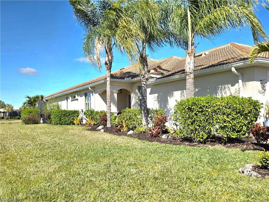 Welcome to a villa that understands the assignment; effortless Florida living with just the right amount of WOW!. Tucked inside the award-winning 55+ community of Pelican Preserve, this 2-bedroom + den, 2 full-bath villa with your own private salt-water pool, blends thoughtful upgrades with resort-level surroundings. From your private side entrance, step inside and you'll immediatel notice the details that elevate the space -- picture-framed mirrors, custom window valances, upgraded fans & light fixtures and a built-in desk in the den that makes working (or hobbying) from home feel intentional, not improvised. Entertaining is easy thanks to a stunning custom built-in bar with glass doors and accent lights, while the primary bathroom suite stuns with a frameless glass shower door and spa-like finishes. Slide open the doors to your private outdoor escape: a sparkling pool framed by an upgraded travertine tile deck, perfectly paired with wind-resistant motorized lanai shades and shutters for comfort and peace of mind year-around. Whether it's morning coffee or sunset cocktails, this is where Florida life really happens. The two-car garage is for more than just parking -- extra storage cabinets and hanging ceiling shelves keep everything organized and of sight. And then there's Pelican Preserve. Not just a community, but a lifestyle destination. From poolside dining at Flip Flop's to Pelican Preserves very own Destinations restuarant where fine wines are paired with delectable dinners. Enjoy golf, the fitness center and spa, pickleball, lawn bowling, art & craft studios, card rooms, a buttlefly garden, fishing pier, dog park, and even an outdoor amphitheater, this is active adult living at its finest. Honestly? There are too many amenities to list -- and that's the point. This isn't just a home. It's where comfort meets community, and everyday feels like you chose the good life.