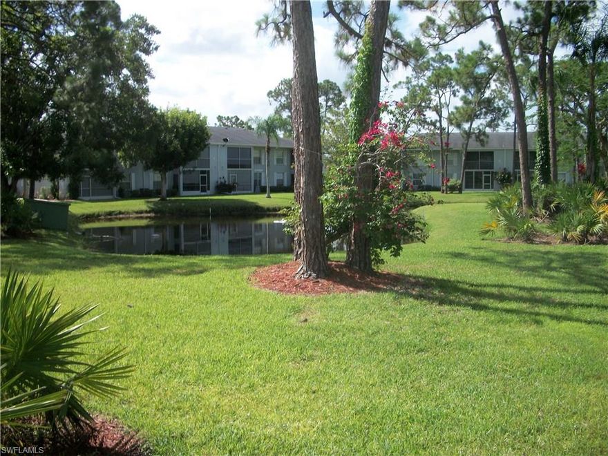 This is a + 55 Community ~The view from this 2nd floor condo is beautiful. A peaceful park~like setting with tall trees and a pond offers a lovely backdrop to this Foxmoor 11 residence.  The floor plan is open and spacious with a master en-suite and a guest bedroom and bath.  Relax on the screened lanai with the southern exposure and enjoy the setting. Your condo is close to but private from the pool and gazebo. A washer and dryer are located just off the lanai (no need to leave your residence).  The condo will need repairs and renovations. This will give you the opportunity to make it your own.  While you can make the necessary renovations inside the condo you can not always find such a nice view.  Foxmoor 11 is a delightful +55 and better community.  Please No Dogs, motorcycles, pick up trucks or RV's .