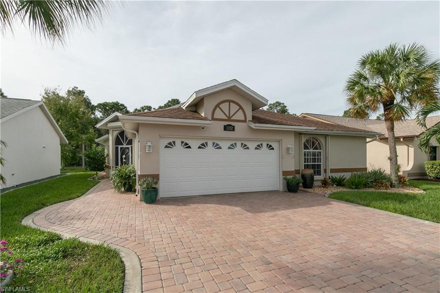 Southern Exposure home with Brand new POOL, with all the extras, self-filling and leveling auto chlorination and very private. This 2 bedroom plus den is a masterpiece totally updated bathes, kitchen and flooring, newer appliances, plantation shutters, expanded paver driveway and walk way to the front door. Added protection of Storm Shutters all the way around the home, Security system with cameras by BRINKS, Eat in Kitchen and epoxy floor in the spotless garage.  Sabal Springs is RICH in amenities including gated, guarded, and patrolled. Clubhouse, restaurant, tennis courts, driving range, putting green, library, hobby room, exercise area, Olympic sixed poo and spa plus more! HOA just 266.00 monthly paid quarterly. Don’t miss out on this masterpiece call today.