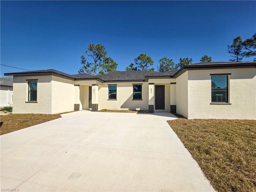 Brand-new 2025 construction duplex unit available for annual lease at 4812 / 4814 30th St SW, Lehigh Acres. This modern unit features an open-concept layout, a new kitchen with brand-new appliances, contemporary finishes, and a private entrance. Located in a quiet residential neighborhood with convenient access to Lee Blvd, shopping, schools, and major roadways. Available for annual rental. Please inquire for current availability, rent, and lease terms.