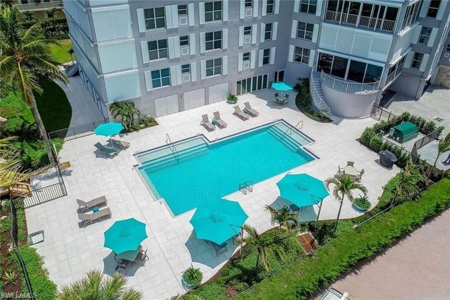 Widely recognized as one of the premier boutique beachfront properties along Gulf Shore Blvd N, The Gramercy is highly sought after. Residences rarely become available with just 24 condominiums in total.  Views of the Gulf and/or the Bay are present from every room of this nearly 3,200 sq ft 3BR + Den which was renovated in 2015. Bask in the sunny, glass-enclosed and screened lanai overlooking the beach and lush landscaping.  A spacious living and dining area with coffered ceilings welcomes you as you enter from the foyer. The gracious primary suite is unique in that it offers 2 full baths and 2 walk-in closets.
The lobby and amenities on the first floor are undergoing a beautiful remastering with completion scheduled this Spring 2024. Enjoy the large beachfront swimming pool, the state-of-the-art fitness room and charming social room both of which offer floor-to-ceiling windows that overlook the stunning pool deck and tropical landscaping. Another popular gathering place is the inviting sunset deck where residents enjoy cocktails and socialize on a regular basis.