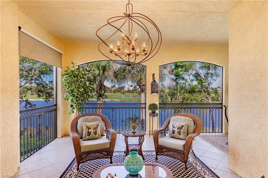 C.15414 - Captivating views overlooking the Rookery golf course and a lake providing a peaceful, relaxing setting. Beautifully renovated with many unique architectural details. A special feature found only in this home is a custom made console with built-in wine cooler separating the family and living rooms. Upgrades including plantation shutters, silhouettes, crown molding, chair rails, shadow boxes, granite countertops, stainless steel appliances, porcelain & ceramic tile flooring throughout, wood staircase and custom Italian cabinetry. Spacious, well-designed and elevator ready. A/C with WiFi is 2 years old. New refrigerator, disposal, fans, washer and dryer. Outside new roof, screens, landscaping and paint. Fiddler's Creek is the premier development in South Naples. Spread over 3,990 acres offering peace, tranquility, wildlife, optional golf, boating and beach memberships, and 20 miles of bicycling and jogging paths. Clubhouse has 4 pools, 2 restaurants, state-of-the-art fitness center with personal trainers and regular fitness classes, library and business center. There are 2 championship golf courses meandering through Fiddler's Creek. Close to shops, restaurants & beaches.