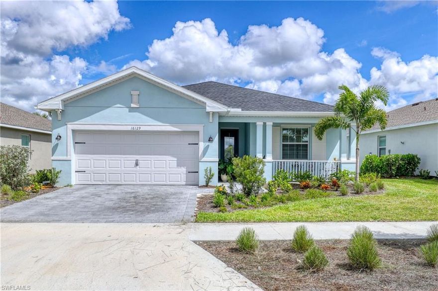 This immaculate home is located in the Lake Babcock neighborhood of Babcock Ranch and has a gorgeous long lake view! Built in 2022 this home has hardly been lived in. This single-story Alexander by Lennar home features a split floorplan that divides the comfortable bedrooms with an open layout among the dining room, kitchen and family room. An attached lanai offers indoor-outdoor opportunities, while the nearby owner’s suite showcases two walk-in closets. 3 bedrooms 3 bathrooms with one of the guest rooms being an on-suite.  This home has many upgrades! Upgraded cabinetry, lighting in dining and kitchen, tile on the diagonal, gorgeous designer floor to ceiling curtains, upgraded blinds throughout house, fans throughout even on screened in porch. Home has been equipped with gutters. Slider to patio has electric shade which was recently added. Come live the good life at Babcock Ranch the world's first solar powered town.Residents enjoy eco-friendly living among Punta Gorda, FL’s natural preserves. Amenities designed for health and wellness include Lee Health Center, a medical facility with a rehab, doctor’s office and fitness center, along with 50+ miles of trails.