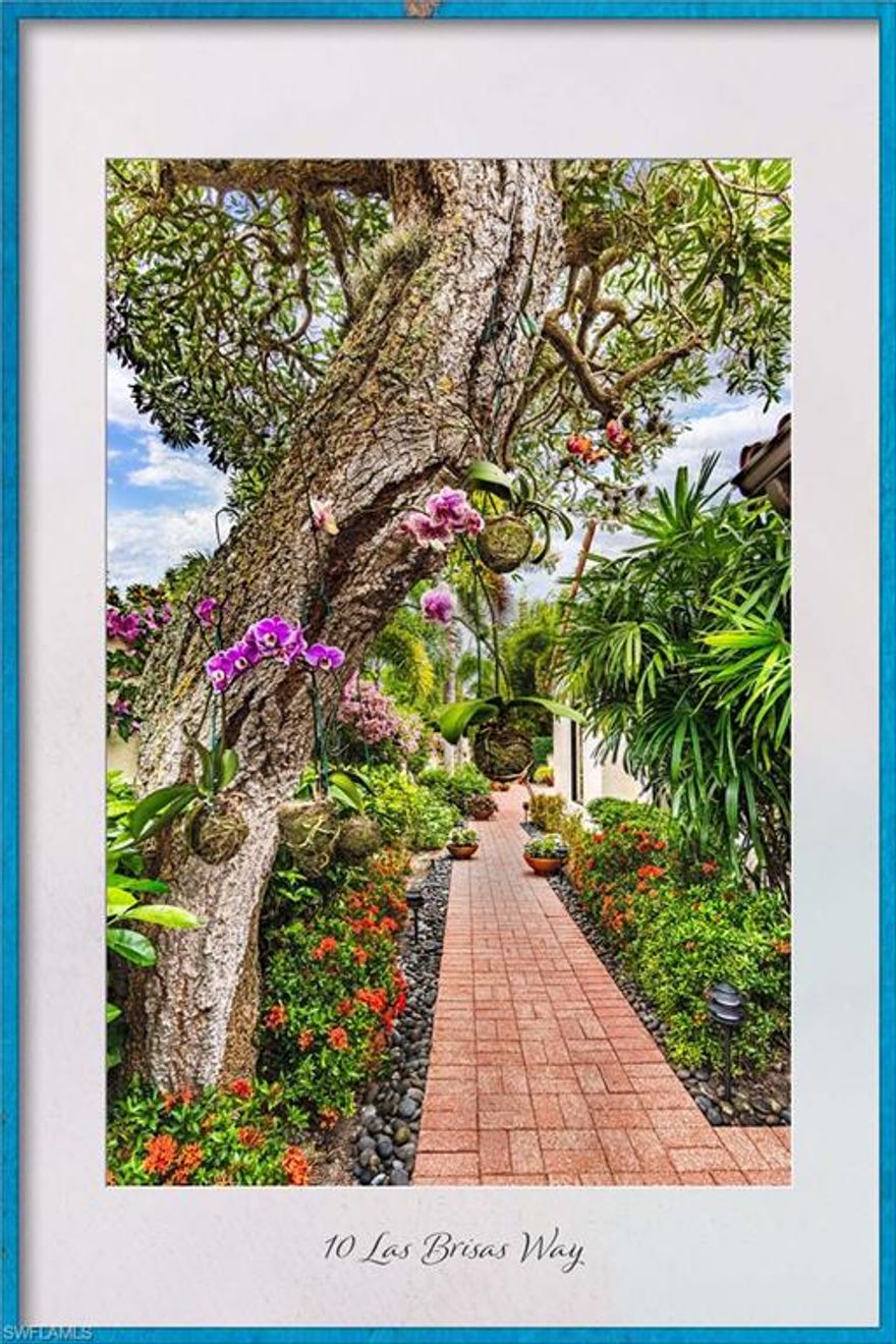 V2593 - Pretty Pelican Bay courtyard home with graceful pool and mature landscaping. Lives large with vaulted ceilings in the remodeled Great Room with separate living, dining, kitchen, family and open den areas.  New AC and handler, water heater, pool filtration, kitchen and laundry appliances, Lutron switches, bedroom carpeting, baseboards, paint in closets and garage. Newer tile roof; new flat roof. In Las Brisas, across from the entrance to The Club at Pelican Bay. Well managed association, neighborly community of 50 homes.  Pet friendly