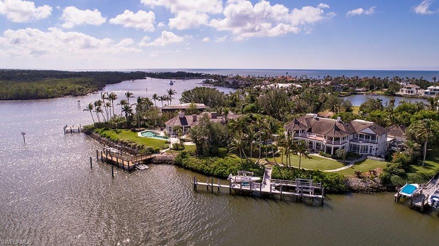 Designed by one of Naples most revered architects, Kasimir Korybut, this home is acclaimed to be one of his finest Port Royal creations. A true work of art, this home is an island-colonial masterpiece originally constructed and recently renovated by A. Vernon Allen Builder, Inc. Perhaps the best docking location in all of Port Royal, it has easily accommodated a sailing vessel of over 100 feet and a number of smaller boats. This timeless estate with its elegant grounds and breathtaking views celebrate your arrival. Refined interiors permit graceful entertaining of any magnitude. A true Port Royal icon. Port Royal Club and Cutlass Cove Beach Club membership eligibility.