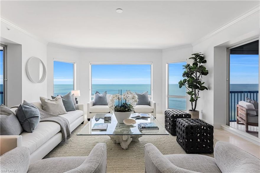 A spectacular Pool Deck has just been unveiled at the luxurious Biltmore Condominium rivaling any world-class Beachfront Resort! Totally refreshed with endless soaring views from the eighteenth floor, a Naples dream lifestyle awaits in this fabulous residence. Kick off your shoes and roam through this sprawling, comfortable beautiful home with ample room for family, friends and spontaneous entertainment. Or select from one of three fabulous lanais for lazy day gazing, peaceful reading or just relaxing refreshments. The Biltmore is also undergoing an impressive renovation to its Entrance, soon to be the envy of its waterfront neighbors. Located in the exclusive gated enclave of Bay Colony with private beach access, residents enjoy a cruise-like experience every day replete with attended beach service, tennis courts and members-only outdoor and indoor upscale dining venues. As a Bay Colony homeowner, you will further enjoy all of the amenities of Pelican Bay, Southwest Florida's most desired beachfront community.