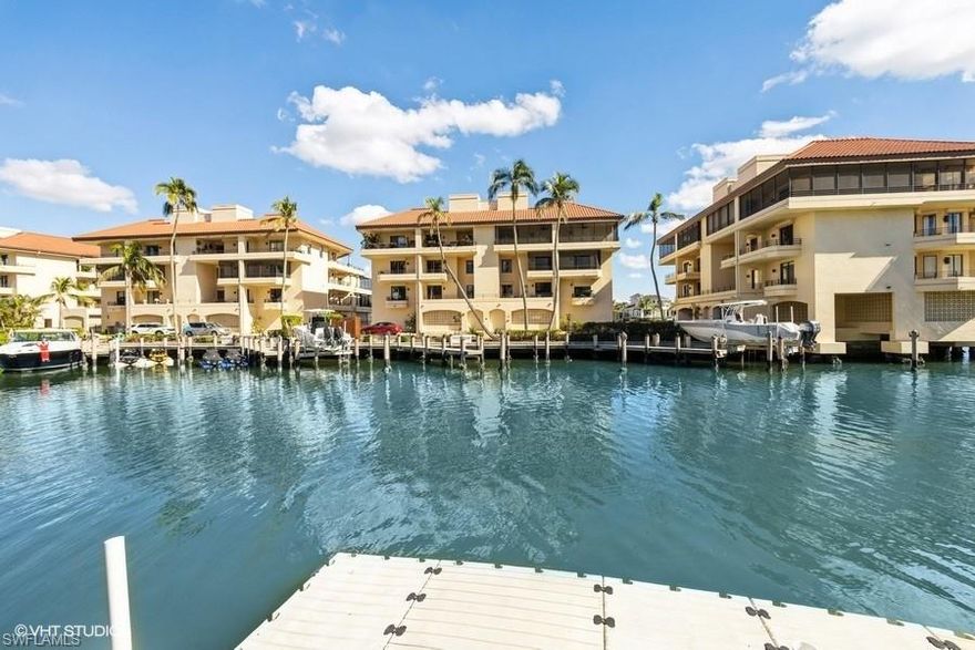 Please Check Out The Virtual Tour! This Unique Spectacular Penthouse Residence is positioned on the prestigious Venetian Bay surrounded by water on all sides with breathtaking views of the waterways and sunsets overlooking the Gulf of Mexico. All rooms have water views.  The private elevator leads you to the marble flooring throughout this furnished luxurious residence.  Custom design cabinetry throughout.  Generously sized rooms and two large open balconies which offers great entertaining.  Thoughtfully remodeled kitchen with architecture design cabinetry and Italian cream granite countertops throughout along with wet bar.  Master Bedroom with sitting area and inviting Master Bath with a separate hot tub and shower with skylight.  Easy walking distance with a private path to the beach and short walking distance to Venitian Village for superior dining and shopping.  Boat slips available with easy access to the Bay and Ocean.