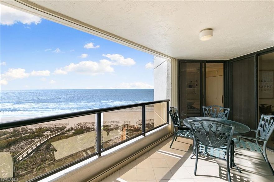 Welcome to the peace and tranquility of Marco Island beach front! One of the most desirable locations on south end of the island with a stunning big beach view looking towards Sunset Grille. This 2 bed/ 2 bath is thoughtfully positioned to enjoy the views from every room. The spacious primary walk in closet and bath provide ample space to make it your own. The desirable southwest facing balcony provides wonderful privacy, breathtaking sunsets, dolphins at play, as well as views of the large pool. Another huge plus for this condo is washer and dryer in unit. The utility closet next to the front door allows additional storage and an additional storage locker on the lobby level provides more than enough overflow. This coveted community offers a luxury lifestyle with resort style amenities including a heated pool, spa, sauna, gym, tennis and pickle ball courts, social rooms with access to a full kitchen and grille area, as well as private direct beach access! This location truly offers it all with a short walk to the Island’s best shops and restaurants. Don’t miss out on this condo and the opportunity to make your beach dreams a reality!