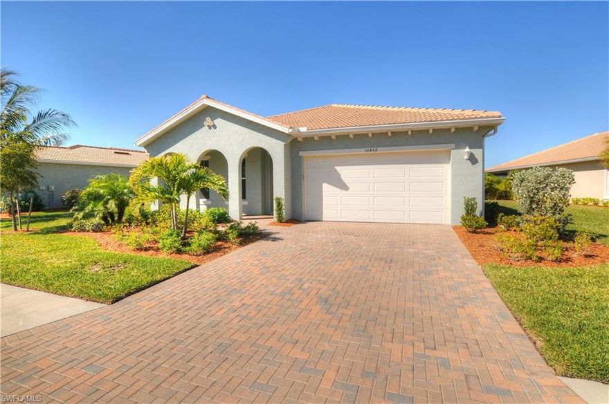 Look No Further!!!  This like new Grand Cayman; Salt Water Pool Home offers 2 Bedrooms + Den on Oversized lot with Impact Glass. From the moment you arrive, you will be impressed with the Lush Landscaping.  As you approach the home, you will enjoy the large front porch. The Den/Office and Foyer will welcome you as you enter.   You will be impressed as you enter the Kitchen with tons of natural lighting, Granite countertops with Low Bar for entertaining, Stainless Steel appliances, 42 in Custom Cabinets, back splash, and AMAZING VIEWS of the pool and lake.  The outdoor area will surely impress, with Pool and a  Covered Lanai to impress anyone. This floor-plan caters to the Florida lifestyle, with care and consideration given to both indoor and outdoor spaces.  Town Center includes: new fitness rooms/equipment, instructors, 3 pools (1 indoor), spas, amphitheater, movie theater, Game & computer rooms, billiards, art/sewing rooms, woodworking shop, 2 restaurants, tennis & pickle ball courts with pro-shop, 27 holes golf - new clubhouse with pro-shop, leagues, entertainment- lawn bowling & bocce, preserve with boardwalk, trails, dog park and fishing pier. Call to schedule your showing.