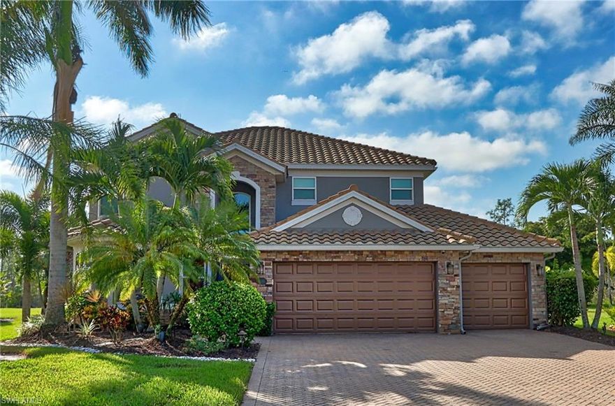 Fabulous 2 story Single family home in Bella Terra with quite cul de sac location! Enjoy this beautiful 5 bedroom + den, 3-bathroom pool home for season. This home features a spacious fully equipped kitchen with island, living room with large TV over fireplace, game room with pool table, guest bedroom with queen bed and bathroom located on the first floor. 2nd floor includes master suite with king bed and ensuite bathroom, and 3 additional bedrooms with queen beds, guest bathroom, and laundry room. Relax on spacious lanai with heated pool and spa overlooking a preserve view. This house is perfect for entertaining and having some family time while in SW Florida. This southwest exposure home will allow you to relax and grill while experiencing sensational sunsets. An adventure awaits outside on acres of manicured and tended recreation areas such as tennis, basketball courts, an inline skate park, tot lot, resort style community swimming pool, volleyball, bocce courts, and fitness center. Bella Terra has so much to offer for everyone of all ages.