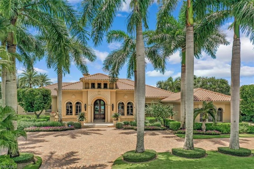 Welcome to elite Quail West, one of the finest sought-after golf communities Naples has to offer. This exquisite one story former Gulf Shore Model home with beautiful architectural details include finely detailed high ceilings with extensive crown moldings throughout. The home features four bedrooms each with their own en-suite. The master suite comes complete with a morning kitchen, his and hers walk in closets with custom built-ins, and his and hers separate master bathrooms. A library with custom built-ins and a wine cellar with temperature control are just a few of the amenities this home has to offer. The kitchen features a grand island with prep sink and two refrigerated drawers, double wall oven, warming drawers, dual dishwashers among other gourmet details.Cook in your summer kitchen overlooking the luxurious pool and spa with water features while enjoying the beautiful sunsets western exposure has to offer. As if the beauty of this home is not enough, it is being sold furnished, along with a full golf membership valued at $140,000. The community offers a 100,000sq ft. clubhouse, 2 story fitness facility, restaurants golf range with (2)18 hole golf courses and so much more.