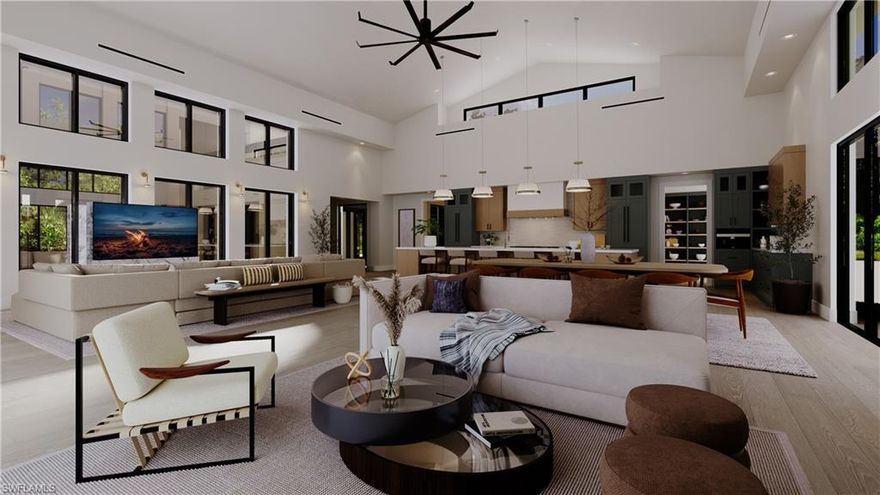 Unveiling a new era of Contemporary Coastal homebuilding in Naples, Florida, this modern bespoke concrete home redefines art and luxury living. With 2 kitchens, 5 bedrooms, 5 full bathrooms, and 2 half baths spread across 7,957 sq ft, it offers unparalleled space and privacy. Nestled on 2.5 acres west of Collier Boulevard, its secluded location provides tranquility within minutes of Naples beaches. Inside, discover unique concrete, wood and natural stone accents, complemented by floor to ceiling windows and vaulted ceilings that naturally illuminate the entire home and provide breathtaking views of the surrounding landscape. Illuminated grand hallways suitable for an art collection lead to each of the bedrooms, all of which possess oversized closets and ensuite baths. The expansive outdoor living area—complete with pool, spa, and kitchen—?is suitable for a large family gathering or entertaining at its best. Experience the allure of unmatched sophistication and exclusivity with this one of a kind estate.