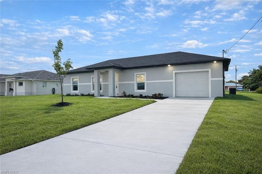 Be the first to live in this beautiful brand new construction home located in the growing community of Cape Coral, Florida. This modern home offers 3 spacious bedrooms, 2 full bathrooms, and a 1-car garage, perfect for comfortable living.
The home features an open floor plan, a bright living area, and a modern kitchen with new appliances and stylish finishes. The primary bedroom includes a private bathroom and large closet, while the additional bedrooms are perfect for family, guests, or a home office.
Enjoy a quiet neighborhood, plenty of natural light, and a private backyard space.