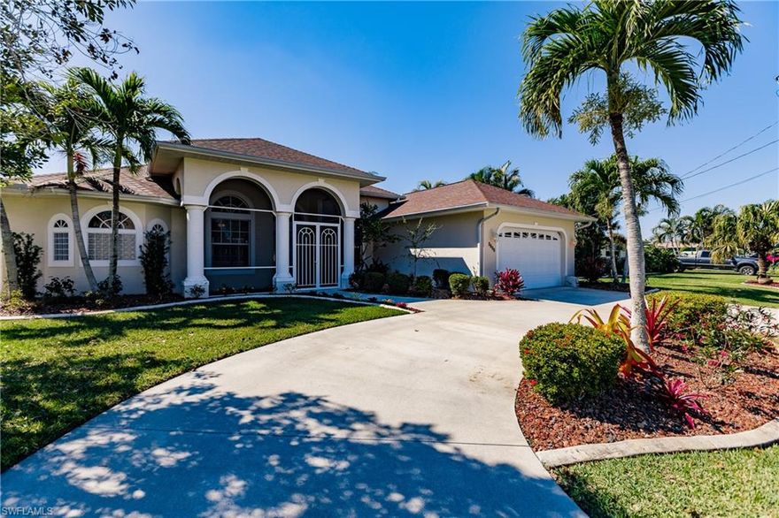 Beautiful Waterfront home  3 Bedroom, 2 bath Direct Gulf Access Home (NO BRIDGES). Open floorpan with great water views and sunny Southern Exposure! Store your watercraft on the 16,000 lb lift with a Jet Ski elevator. Take a cruise to Fort Myers Downtown enjoy the nightlife and return to your home without the traffic. Inside you will find White Marbled Countertops, Impact glass windows and French front door, beautiful grey brick pavers in patio, with great entertaining space lush new landscaping and much more! Sound system throughout the house with speakers ready for your entertainment nights. Enjoy the screened front porch and back deck increasing your entertainment space.  The guys suite has access to the pool bathroom which could be used as a second master or mother in law suite.  This property provides the lifestyle you're looking for.