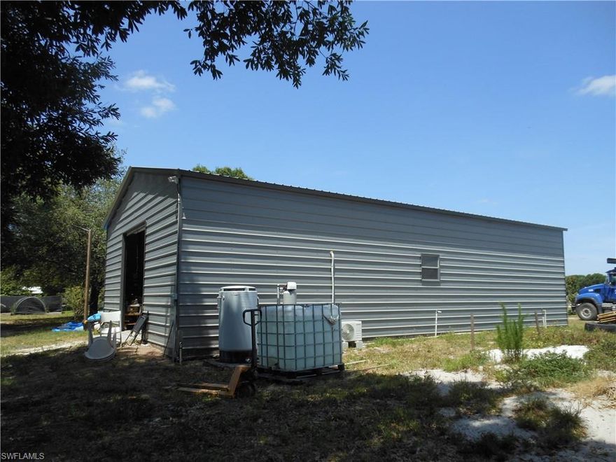 8.7 Acre Agricultural Paradise in LaBelle, FL – Residential, Income Potential, Livestock & Orchard!"
     8.7 Acres zoned A-2 (Single-Family + Agricultural use)
      Ideal for homesteading, hobby farming, or a small agricultural business
     With a 1,500 sq ft galvanized steel building on concrete slab, with finished bedroom with tile floor, full 
     bathroom, and closet Air conditioning, water purification, electricity, and septic.
     These 8.7 Acres have 2 wells & automatic irrigation system for 3 acres
     Agriculture & Livestock
     260 productive plants & over 15 types of fruit trees (mango, avocado, guava, etc.)
     3 cows (included!)
     Chicken coop with 60+ laying hens, 4 roosters
     Equipment & Appliances, Refrigerator, stove, small freezer, clothes dryer (all included)