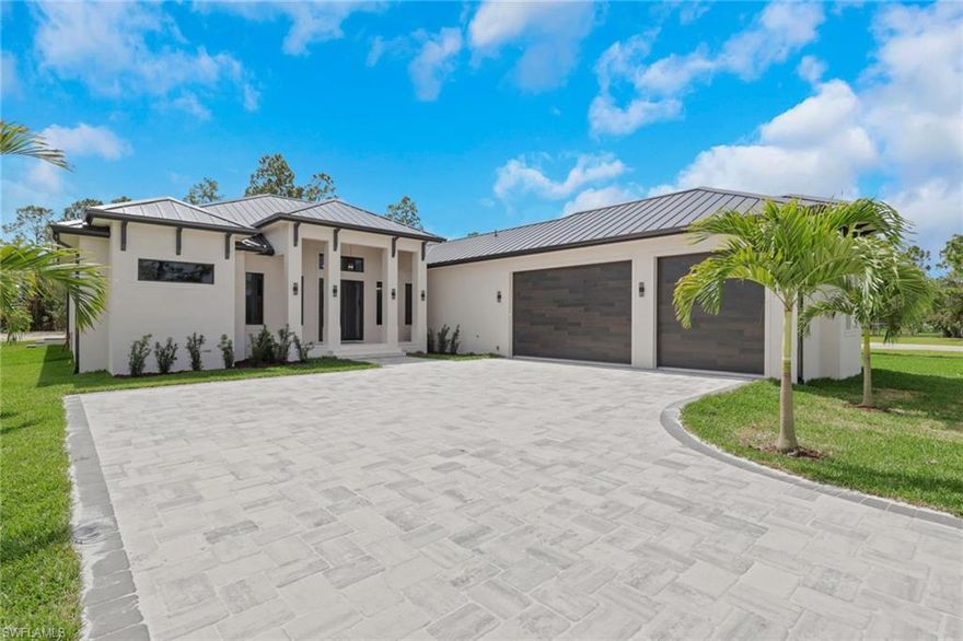 Luxury New Construction on 2.5 Acres – 100% Upland in Golden Gate Estates
Experience privacy and modern luxury in this stunning 4-bedroom + den , 3.5-bath home with a 3-car garage. Designed with style and efficiency, the home features decorative beam ceilings, foam insulation, metal roof, and a reverse osmosis water system. Enjoy your private outdoor oasis with a paved pool deck, screened lanai, salt water system pool, jacuzzi, and outdoor kitchen with stainless steel built-in grill.
Located just 5 minutes from Orange Tree shopping, Publix, gas stations, and dining, and 7 minutes from the upcoming Vanderbilt Rd extension taking you straight to the beach. Plus, the property offers excellent phone reception something that is very rare to find in Golden Gate Estates.