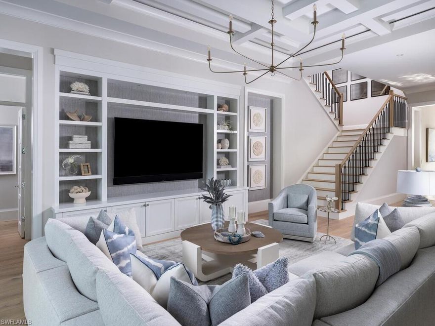 575 Pine Grove Lane is a rare opportunity to purchase a brand-new, completely finished and furnished home built by Borelli Construction of Naples, Park Shore's premier luxury builder. Design and furnishings by R & Co. Designs. This move-in ready home is stunning from every angle. The expansive great room greets you with pool & spa views. The functional kitchen & wet bar feature double islands, a Wolf range top, double ovens, SubZero refrigerator, wine fridge, beverage fridge, Cove dishwasher and galley sink. The working pantry includes a microwave, second dishwasher and refrigerator. High end finishes throughout include white oak wood flooring, marble tile, European style wood cabinetry, 12" baseboards, electric shades, linear AC vents hidden in intricate ceiling details, Crestron home and lighting automation, built-in speakers, custom closet systems, and many custom designer details. Enjoy sunset views from balcony. The home is built to last with concrete block exterior, metal roof trusses, spray foam insulation, Andersen windows, Euro-Wall sliders and moisture-resistant dry wall. A 1,000 gallon underground propane tank fuels many appliances and a whole-house Kohler generator.