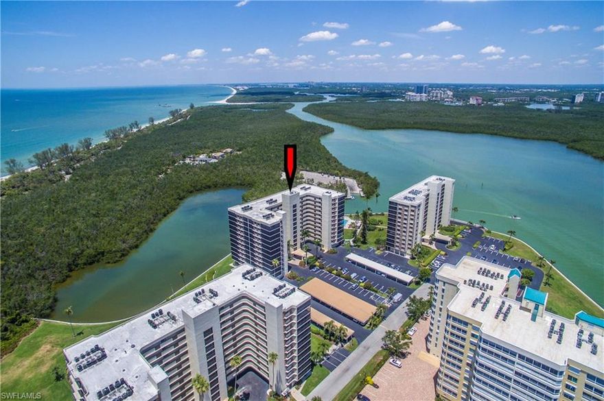LOWEST PRICE PER SQ. FT. ON BLUEBILL! Rarely available, 3 bedroom, 3 bath condo with 2166 sq. ft of living area plus expansive lanais throughout offering gorgeous western views of the gulf & bay, teaming with dolphins, manatees and wading birds. Only a 5 minute stroll to Vanderbilt and Wiggins Pass State Park Beaches while still maintaining peace of mind in Vanderbilt Surf Colony II which had no water intrusion. Entertaining is a (sea) breeze in the specious, open kitchen with plenty of counter and cupboard space. All Bedrooms are "ensuite" and have gorgeous water views and the Primary Suite boasts its own, private lanai and walk-in closet. This move in ready, "turn key" condo is also a great investment as 15 Bluebill allows 12, 30 day rentals and condo fees cover everything but electric. The spacious condo with extra storage includes a conveniently located, fully under shade, covered parking space. Surf Colony II has it all with a large Heated Lap Pool, Tennis, PickleBall, Bocce and Kayak lease spaces. Marina boat docks may also be available pending availability. 15 Bluebill is only minutes to the Ritz, Mercato and endless shopping, dining and entertainment plus only 25 miles to RSW International Airport. Discover N. Naples "best kept secret community" on the Baker Carroll Pointe Peninsula--where convenience meets the beach!