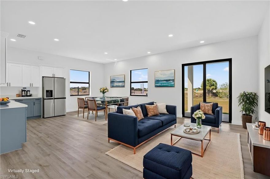 READY TO MOVE IN WITH LOW COST OUT OF POCKET. Brand-new, never lived in, on a premium corner lot with a canal view right in your backyard. Enjoy peaceful mornings home featuring modern finishes and a comfortable, functional layout. All appliances are included, so it’s completely move-in ready. Located next to a well-kept gated community, the area feels clean and desirable—without any HOA restrictions. Plus, you’re close to everyday conveniences and surrounded by the growth that makes Lehigh Acres a great place to buy right now.