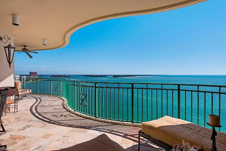 Enjoy spectacular views of the Gulf and Ten Thousand Islands from this luxurious beachfront residence. This rarely available and highly desirable 04 residence is designer decorated and beautifully furnished. Special features include stone flooring, Italian plaster wall treatments and custom painting, open chef's kitchen and other fine details. Come fall in love with this glorious island treasure!