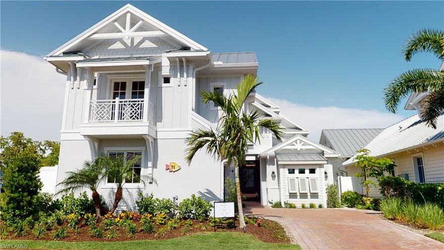 Stunning waterfront home in Mangrove Bay (Lot 22),exquisitely furnished by Clive Daniel Interiors. Available for IMMEDIATE OCCUPANCY.  Spacious 4-bedroom home with private entry guest cottage, expansive 2nd floor flex space w/morning kitchen & viewing deck. PRIVATE BOAT SLIP INCLUDED & optional membership to the Naples Grande Golf Club.Wood flooring throughout, stained white oak beam ceiling treatments, custom Ruffino cabinetry, decorative mill work, custom built-ins & gourmet kitchen featuring Wolf/Subzero appliances. Spacious covered terrace with electronic roll down screens, outdoor fireplace & grilling station. Exquisite pool and spa design with shellstone decking and water feature. CBS construction,standing seam aluminum roof,natural gas feed & 19.5KW GENERATOR system. Mangrove Bay is nestled along the Gordon River in Old Naples & adjacent to Baker Park, the Naples Dog Park, 5th Avenue Shopping & Dining & the Gulf Beaches. Mangrove Bay offers a luxury resident Wellness Center with state-of the art- fitness room, resident lounge, ground level kayak/paddle board storage and private boat ramp.