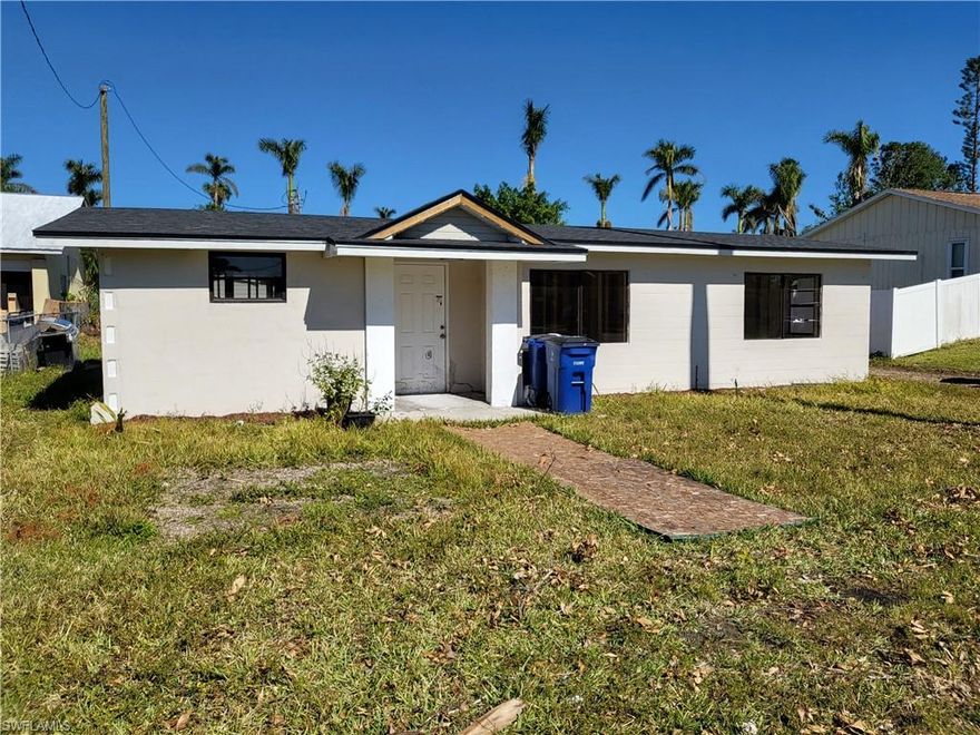 INVESTOR SPECIAL! Home had water intrusion during Hurricane Ian, and has been gutted inside. The roof was replaced less than a year ago and had no damage. Outdoor covered patio and nice sized yard. There is a newer septic system as well. CASH ONLY. Cute single family home with 2 bedrooms/1 bath. Buy and flip or hold and rent, it's up to you! Agents please see confidential remarks.