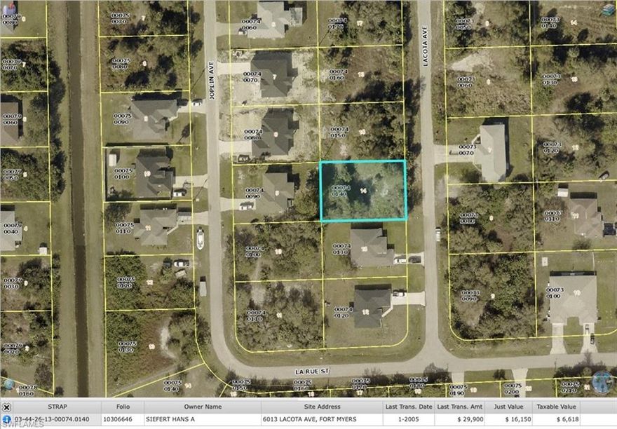 Build your dream home on this desirable vacant lot located in an established residential area of Fort Myers. Conveniently situated near shopping, dining, schools, and major roadways. This parcel offers a great opportunity for homeowners or investors looking to build in a growing area of Southwest Florida. No HOA. Easy access to downtown Fort Myers, local amenities, and nearby beaches. Don’t miss the chance to secure land in a well-located neighborhood.